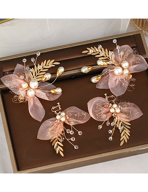 Fashion Pink Since The Bride Studio Decoration Rhinestone Silk Flower Hair Ornament