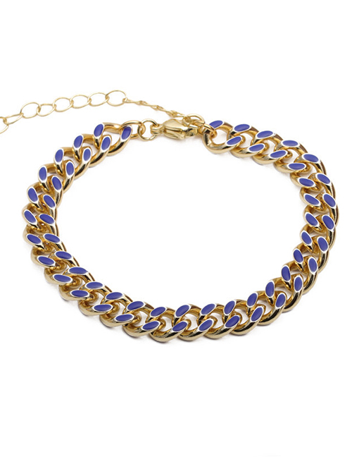 Fashion Blue Drip Bracelet Copper Gilded Oil Drop Thick Chain Bracelet