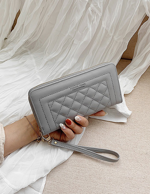 Fashion Gray Lightweight Diamond Wallet In Hand