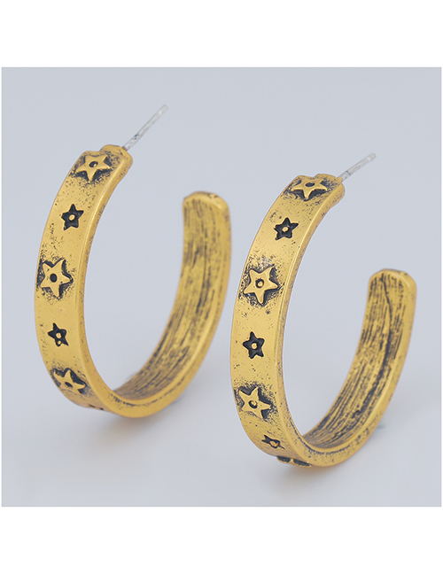 Fashion Gold Color C-shaped Alloy Five-pointed Star Pattern Earrings