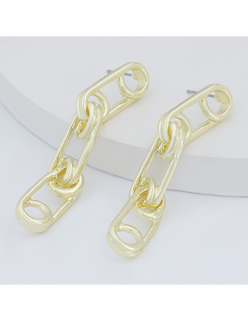 Fashion Gold Color Geometric Alloy Paper Clip Earrings