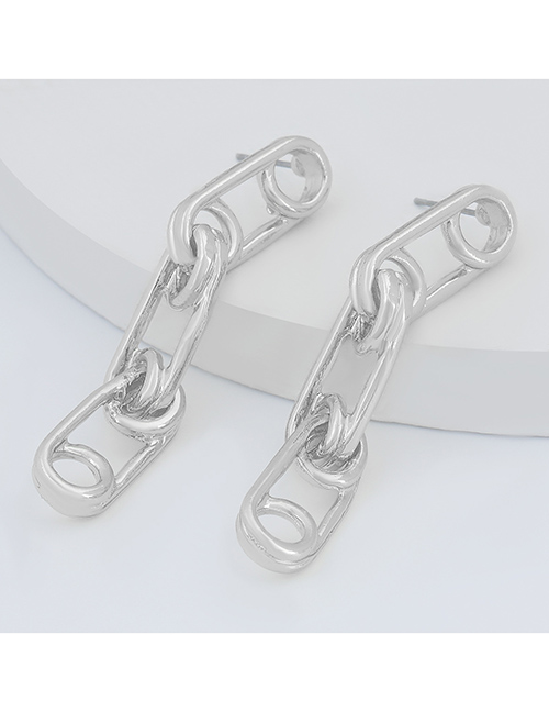 Fashion Silver Color Geometric Alloy Paper Clip Earrings