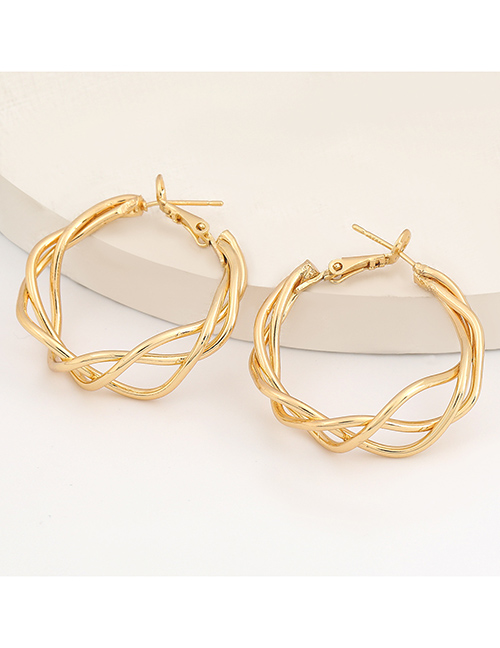 Fashion Gold Color Geometric Alloy Braided Twist Earrings