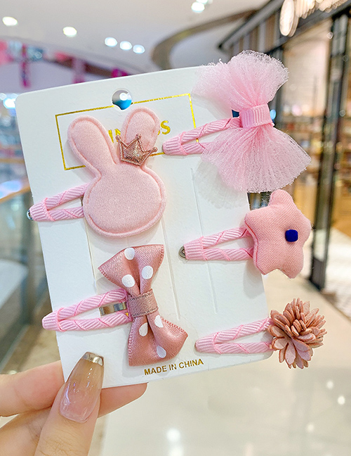 Fashion Pink Bunny[5 Piece Set] Children Cartoon Hairpin