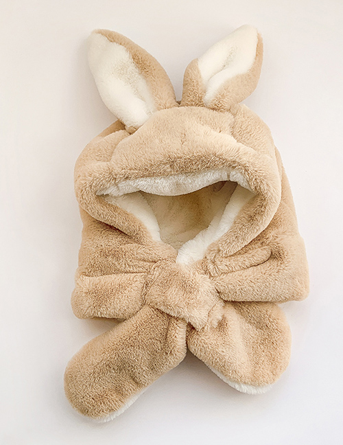 Fashion Khaki Bunny Hat Childrens Frog Rabbit Ear Scarf One-piece Cap