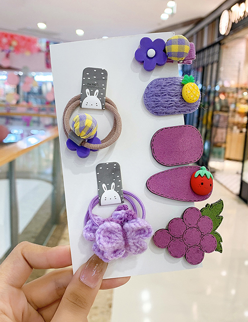 Fashion Purple Series [9-piece Set] Children Cartoon Flower Animal Hairpin