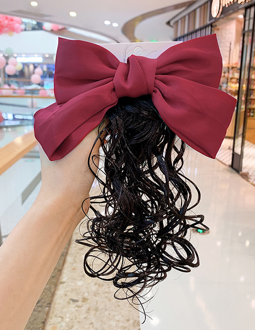 Fashion Red Bow Wig Childrens Bow Hairpin Strap Wig