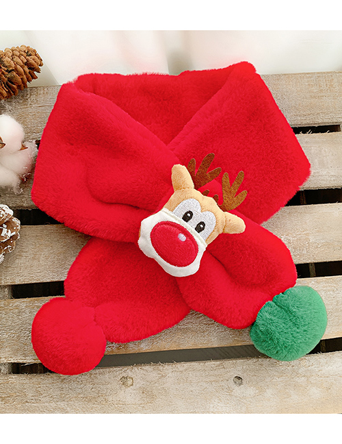 Fashion Red Fawn Childrens Christmas Plush Warm Scarf