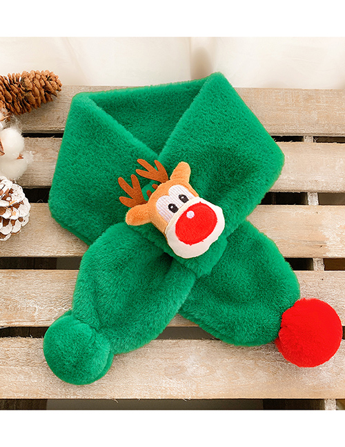 Fashion Green Fawn Childrens Christmas Plush Warm Scarf