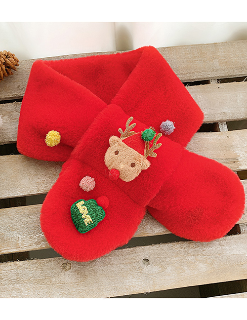 Fashion Red Hat Fawn Childrens Christmas Plush Warm Scarf