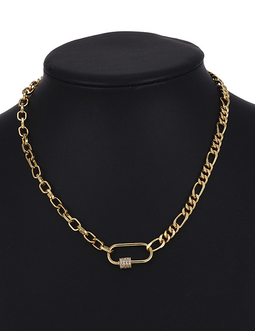 Fashion Gold Color Copper Inlaid Zircon Thick Chain Necklace