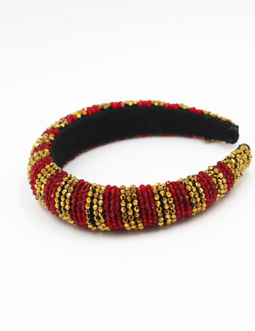 Fashion Red Sponge Crystal Rice Beads Contrasting Color Headband