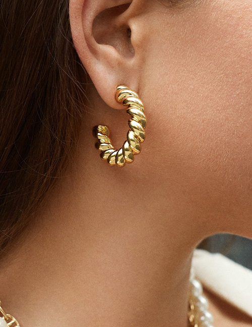 Fashion Gold Color Alloy Twisted Twist Rope Earrings