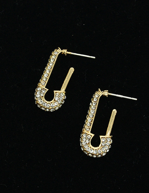 Fashion U-shaped Earrings Resin Geometric Earrings With Pearl And Zircon Flowers