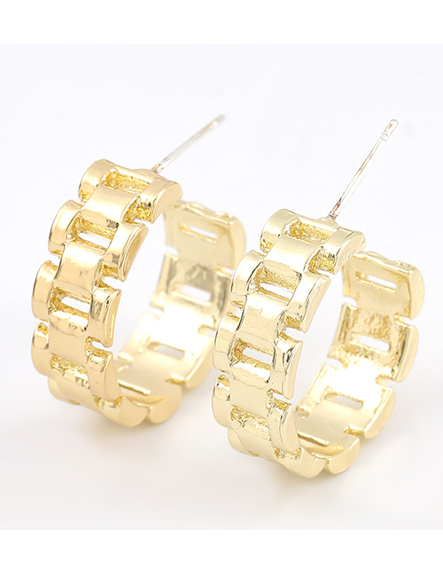 Fashion Gold Color C-shaped Geometric Alloy Hollow Earrings