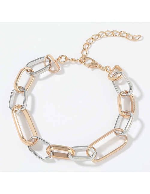 Fashion Gold And Silver Color Geometric Alloy Contrast Color Hollow Bracelet