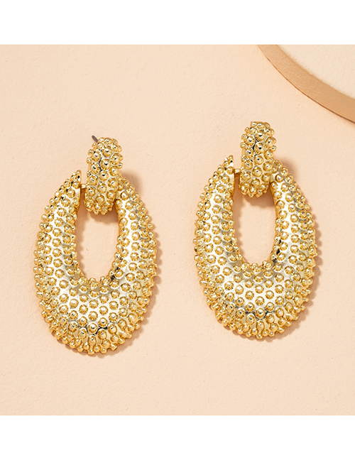Fashion Gold Color Geometric Bump Surface Alloy Hollow Earrings