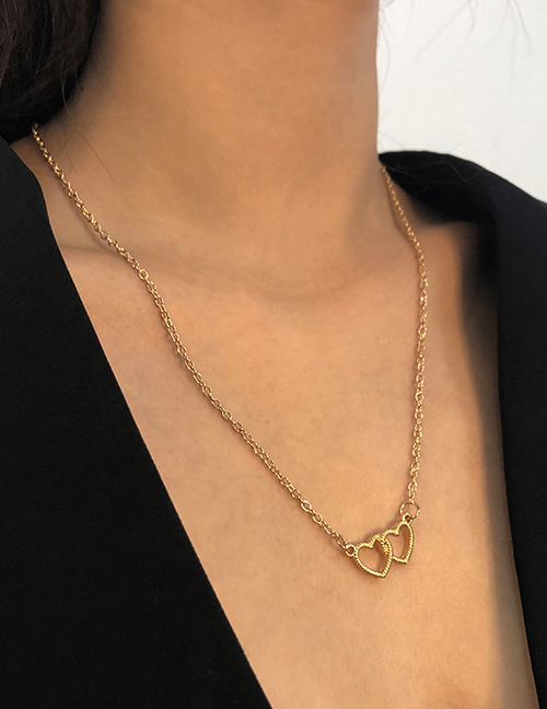 Fashion Gold Color Alloy Heart Hollow Necklace