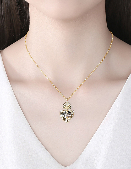 Fashion 18k Geometric Copper And Zircon Fox Necklace