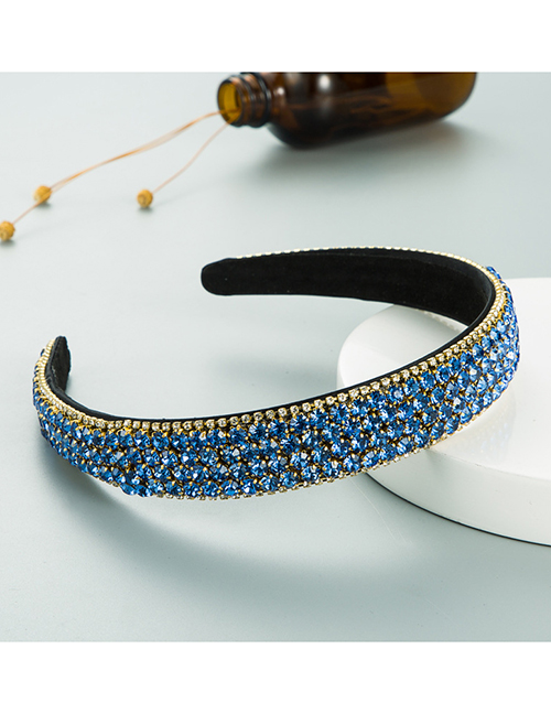 Fashion Light Blue Anti-skid Claw Chain Full Drill Broad-side Headband