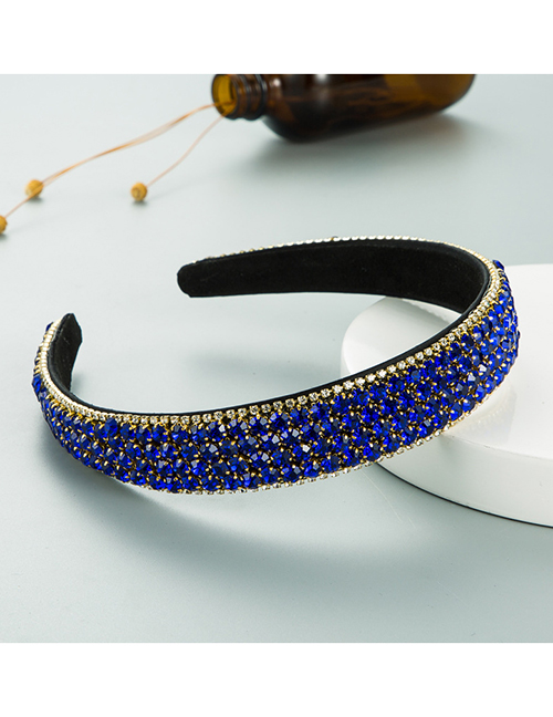 Fashion Royal Blue Anti-skid Claw Chain Full Drill Broad-side Headband