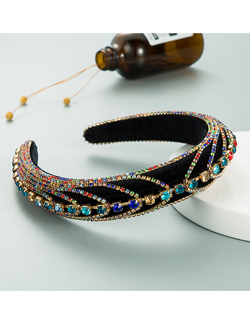 Fashion Color Flannel Chain Diamond-studded Geometric Sponge Headband
