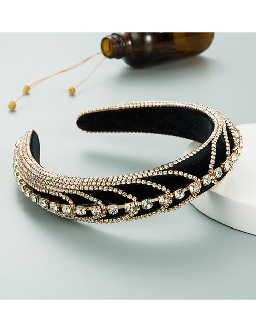 Fashion Gold Color Flannel Chain Diamond-studded Geometric Sponge Headband