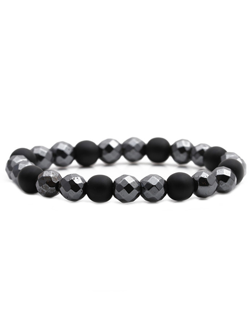 Fashion Frosted Section Gallstone 8mm Faceted Black Gallstone Tiger Eye Frosted Volcanic Glitter Stone Bracelet