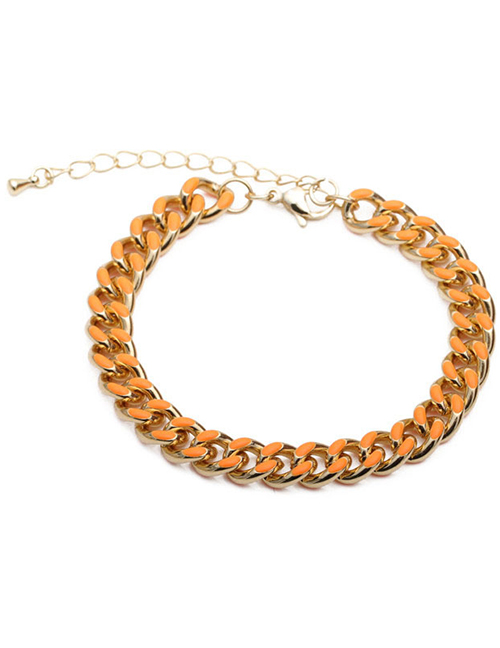 Fashion Orange Dripping Bracelet Roman Alphabet Copper Drip Oil Stainless Steel Bracelet Set