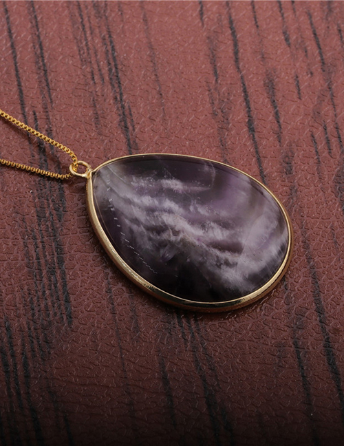 Fashion Purple Turquoise Copper Gold Plated Drop Pendant Necklace