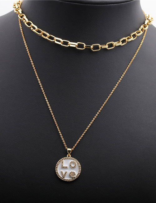 Fashion 40cm Chain + Letter O Sub Chain Set 3 Micro-inlaid Zircon Moon Letters Copper Gold-plated Multilayer Necklace