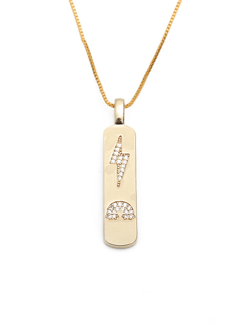 Fashion Lightning Rainbow Box Chain Lightning Rainbow Diamond And Gold Plated Geometric Necklace