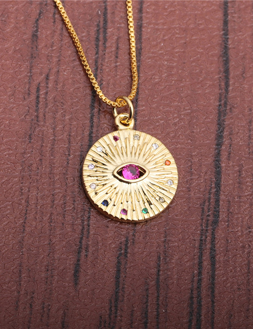 Fashion Eye Box Chain Copper Inlaid Zircon Eye Round Necklace