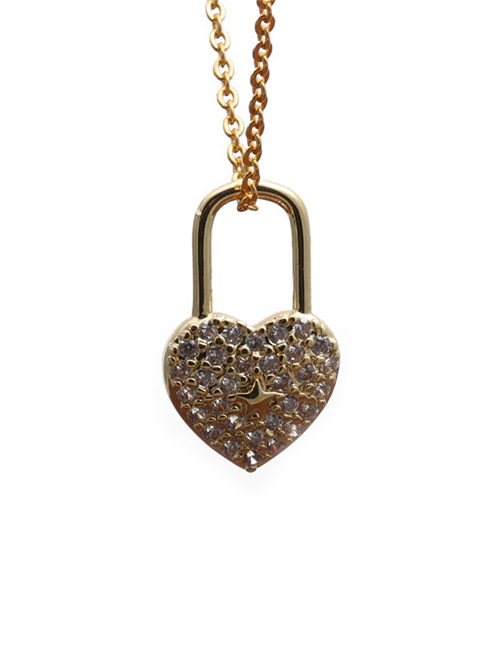 Fashion Heart Lock O Child Chain Micro-inlaid Zircon Heart Lock Necklace