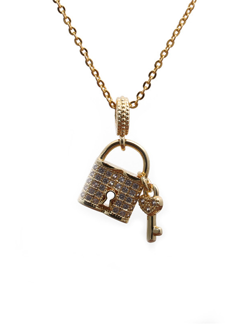 Fashion Key Lock O Sub Chain Micro Inlaid Zircon Key Lock Necklace