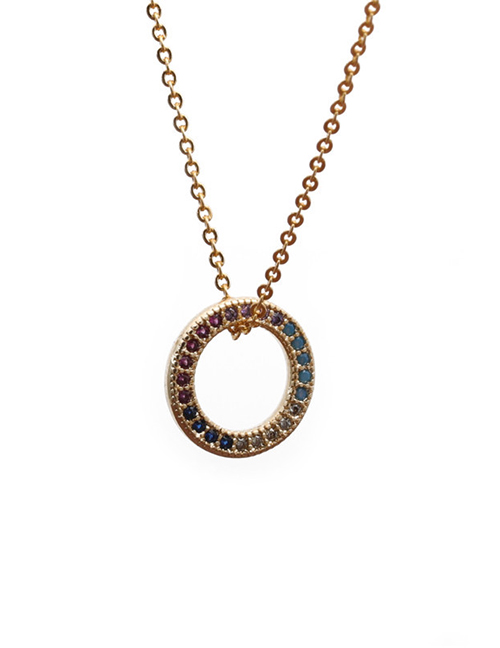 Fashion Ring O Sub Chain Ring Pendant Copper Inlaid Zircon Necklace