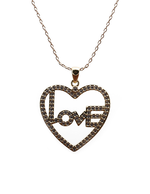 Fashion O Sub-chain Letter Love Letter Copper Inlaid Zircon Hollow Necklace
