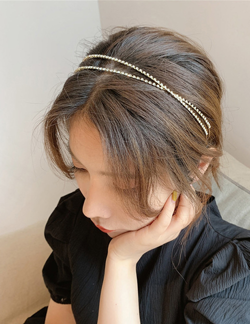 Fashion Gold Color Geometric Cross Diamond Alloy Headband