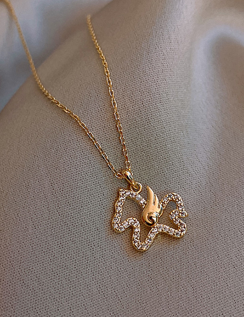 Fashion Gold Color Real Gold Plating Angel Pony Micro-inlaid Zircon Necklace