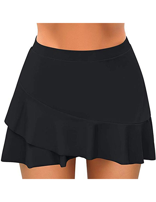 Fashion Black Skirt High Waist Stitching Cross Swimming Shorts