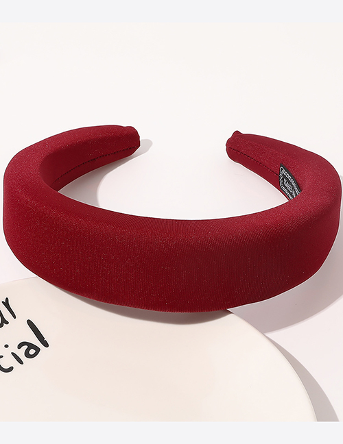 Fashion Wine Red Fabric Sponge Solid Color Wide-brimmed Headband