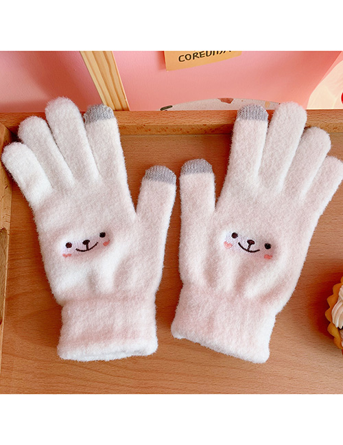 Fashion Off-white Smiley Five-finger Touch Screen Gloves