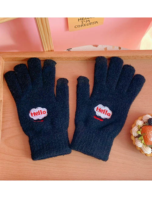 Fashion Navy Letter Five-finger Touch Screen Gloves