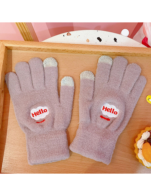 Fashion Khaki Letters Five-finger Touch Screen Gloves