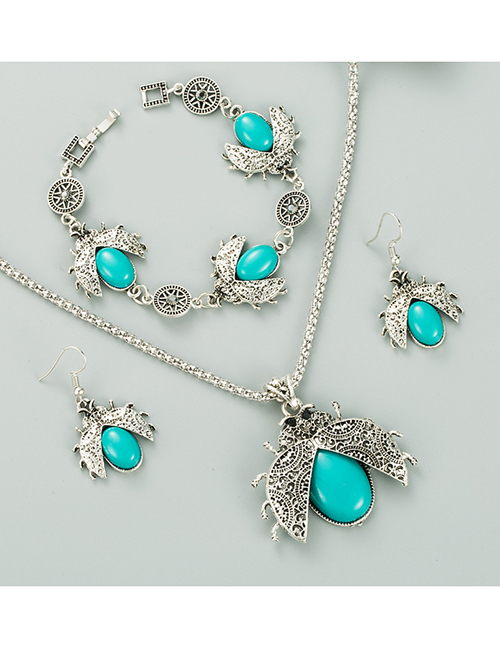 Fashion Three-piece Suit Seven Star Ladybug Turquoise Bracelet Earrings Necklace