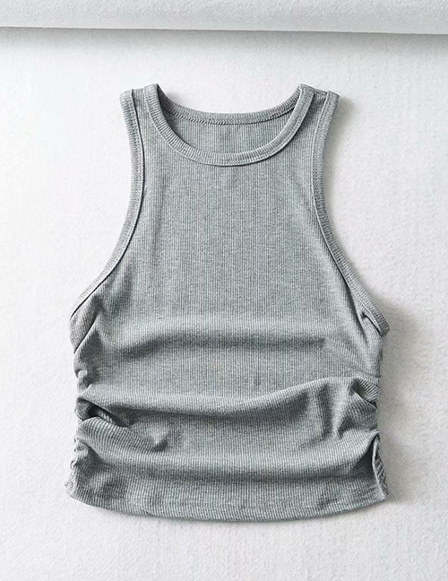 Fashion Gray Solid Color Base Slim-fit Vest Top