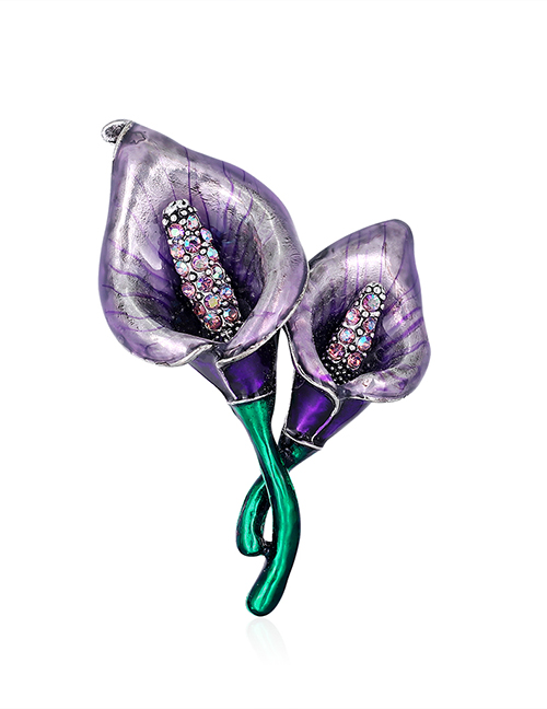 Fashion Purple Alloy Flower Brooch
