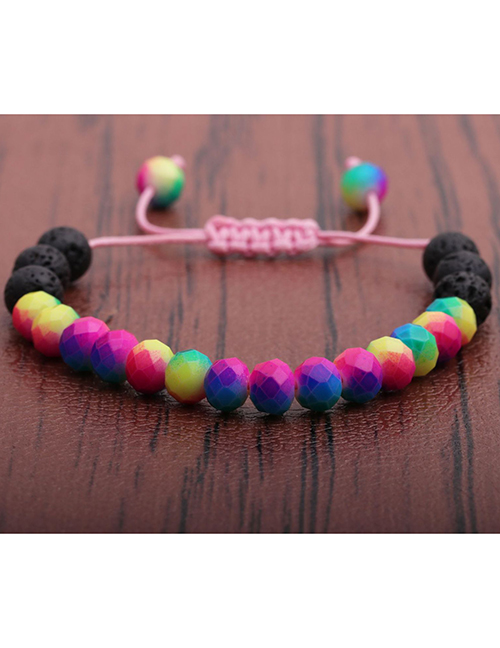 Fashion Volcanic Stone + Colorful Faceted Stone Volcanic Faceted Stone Beaded Childrens Bracelet
