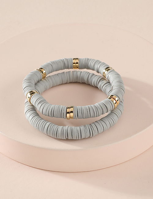 Fashion Gray Silicone Disc Elastic Cord Beaded Bracelet Set