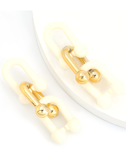 Fashion White Resin Chain Geometric Multilayer Earrings